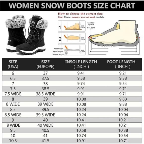 Women's Snow Boots Waterproof Winter Boots Mid-Calf Outdoor Lightweight Warm Fur - Picture 2 of 7